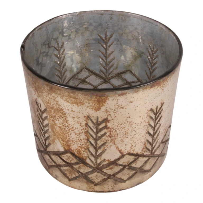 Porta-velas - prata - vidro - 18 cm