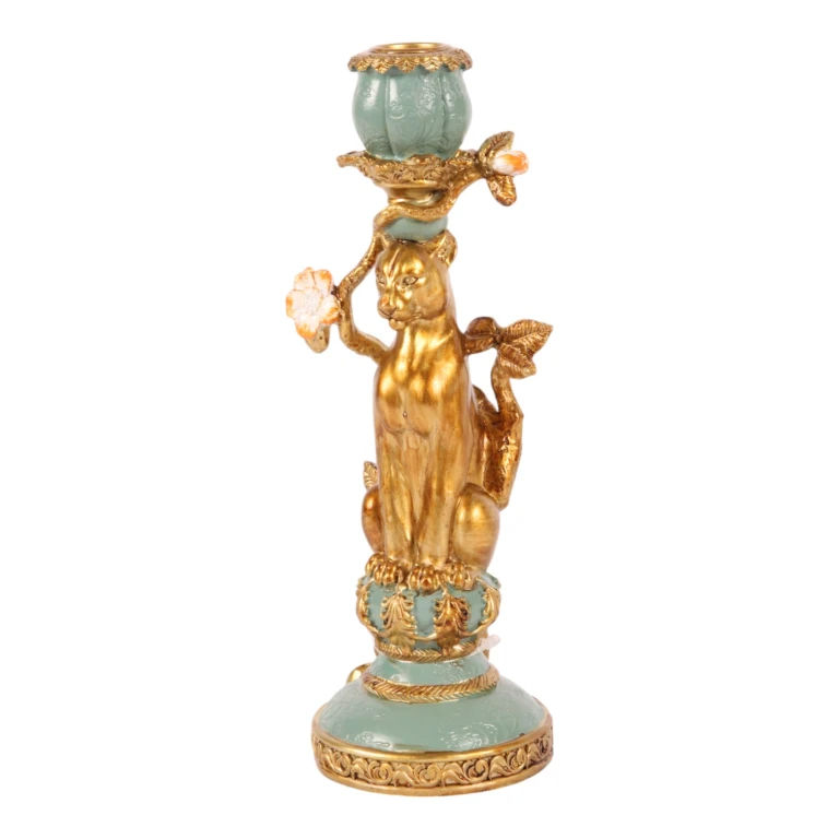 Castiço Leopardo - 25,5 cm - dourado - resina sintética