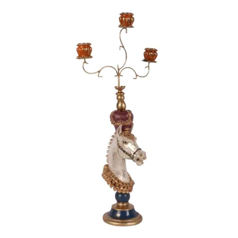 Castiçal Cavalo - 55 cm - multi - resina sintética