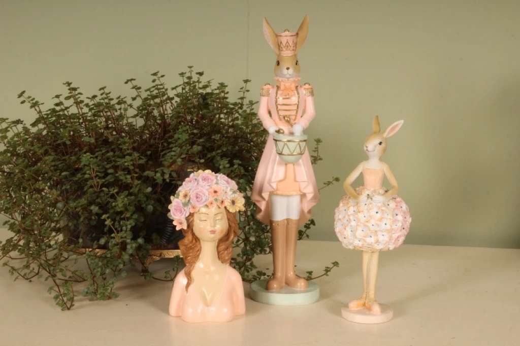 Estatueta de Coelho - rosa - 31 cm