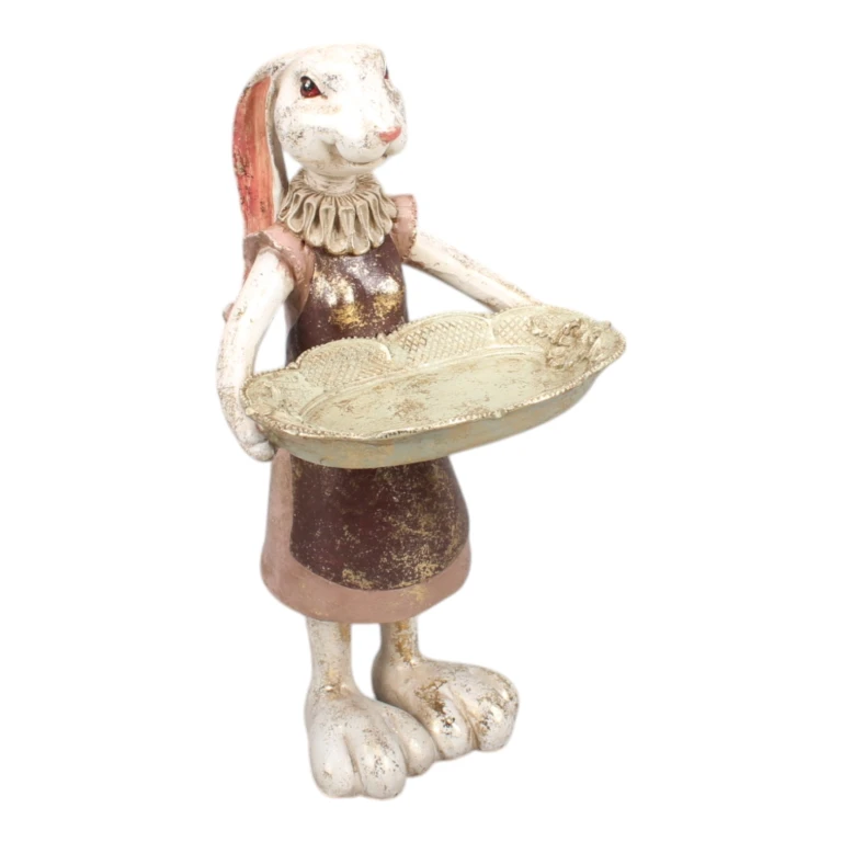 Rabbit Statue with Plaque - mixed - 27 cm