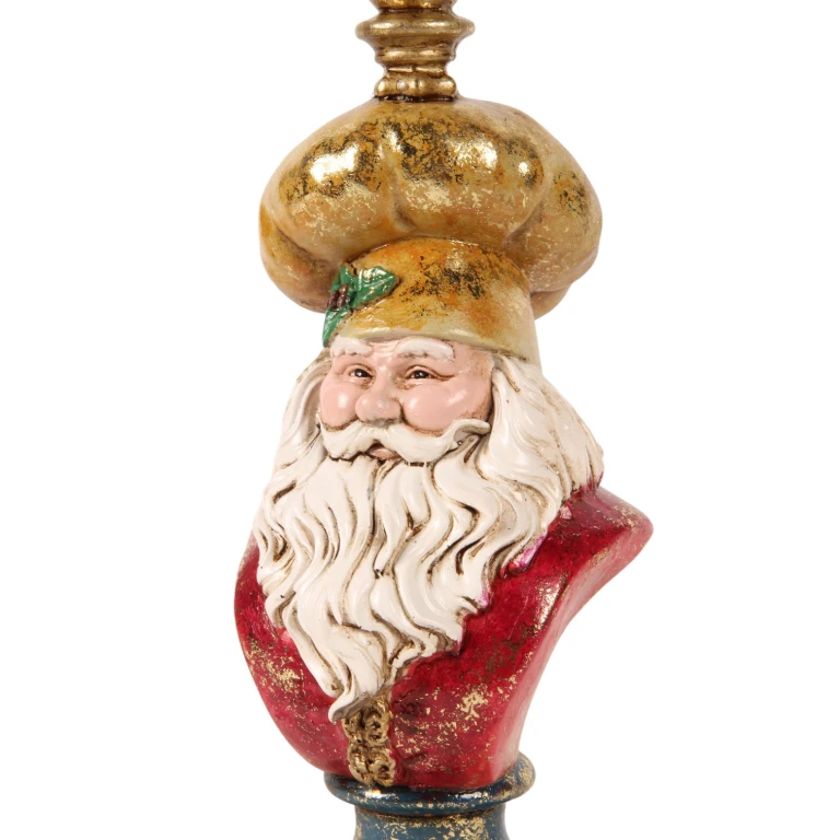 Castiçal Papai Noel - 25 cm - dourado - resina artística
