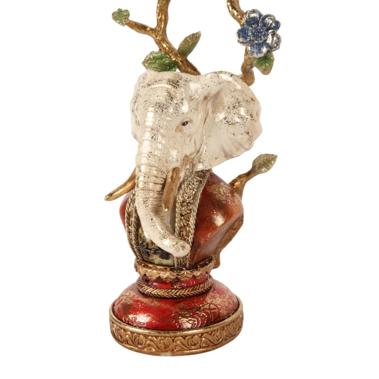 Castiçal Elefante - 31 cm - multicolorido - resina artística