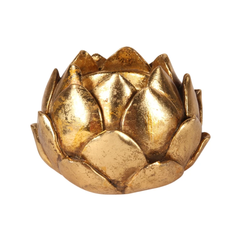 Candelabro Flor - 7,1 cm - dourado - resina sintética