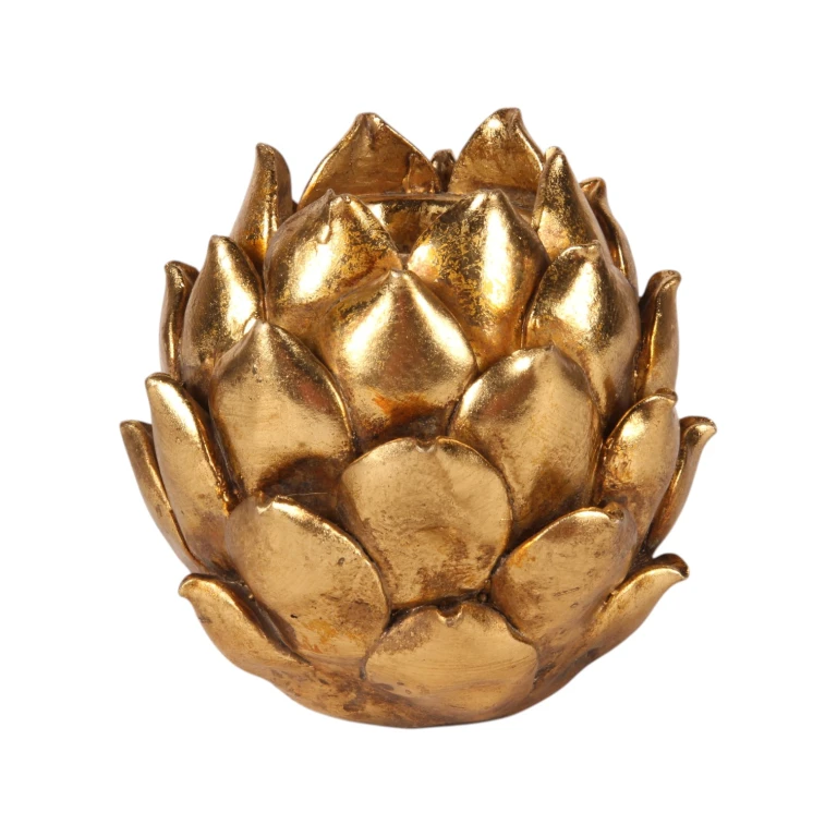 Castiçal Flor - 11 cm - ouro - resina sintética