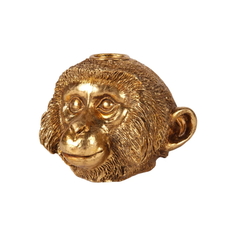 Candelabro macaco - 9 cm - ouro - resina sintética