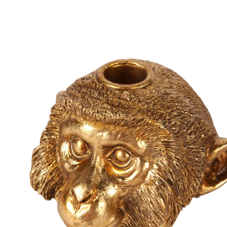 Candelabro macaco - 9 cm - ouro - resina sintética