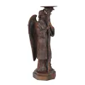 Castiçal Anjo - 40 cm - marrom antigo - resina sintética