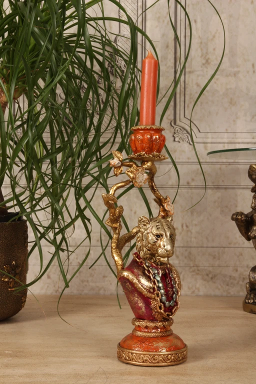 Castiço Leão - 31 cm - dourado - resina sintética