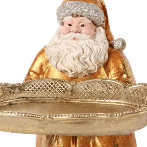 Kerstman met Schaal 24 cm - Goud - Resin