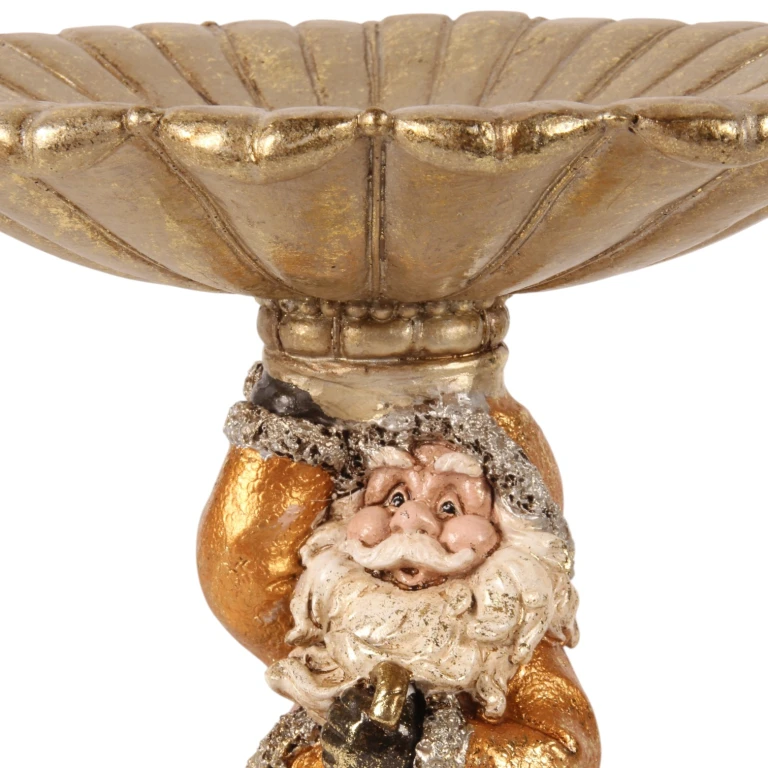 Bandeja Decorativa Papai Noel - dourada - resina sintética - 24 cm - 1 unidade