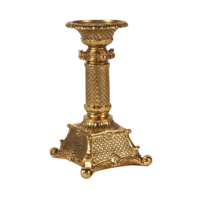 Castiçal - 22,5 cm - dourado - resina sintética