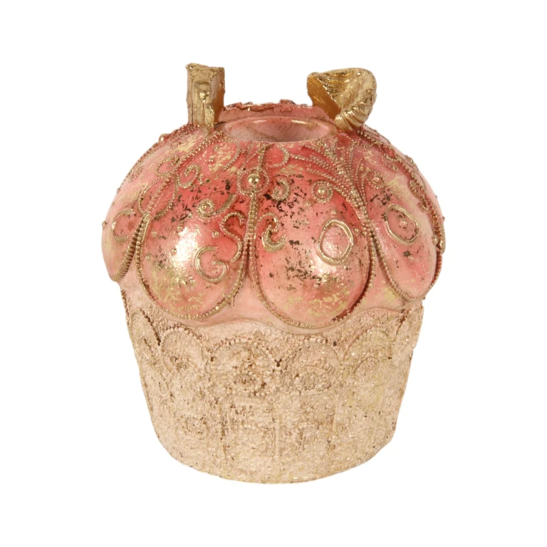 Castiçal Cake - 9 cm - rosa - resina artística