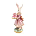 Estatueta de coelho com bolo - rosa - 28,5 cm