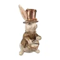Estatueta de coelho com tambor - dourado - 16 cm - 1 peça