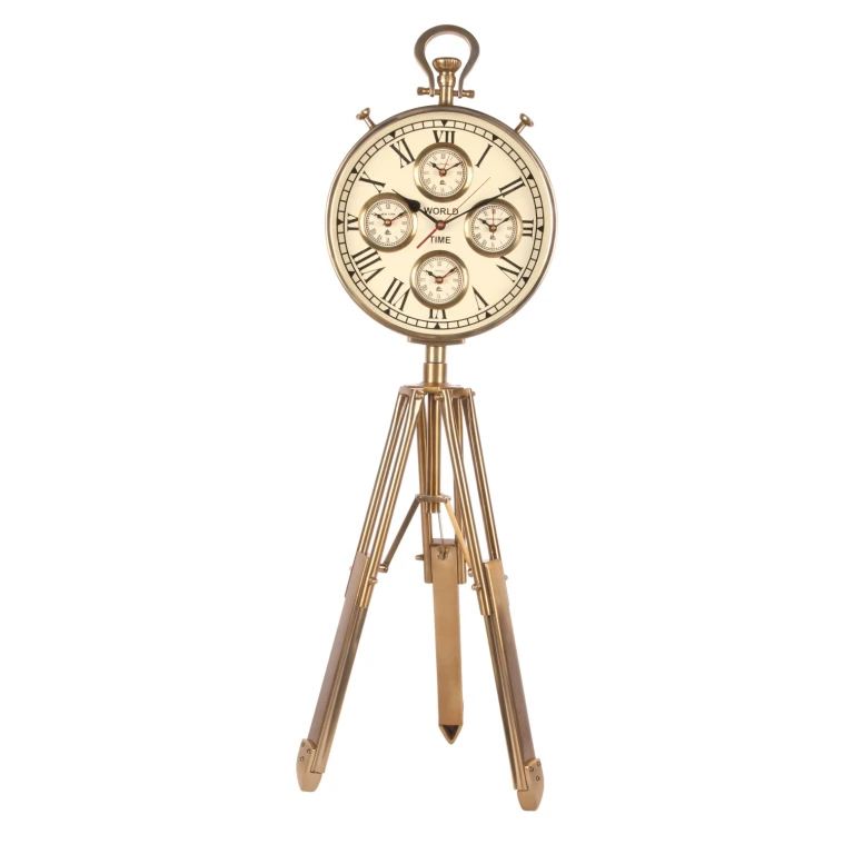 Relógio mundial com suporte - ouro - 100 cm