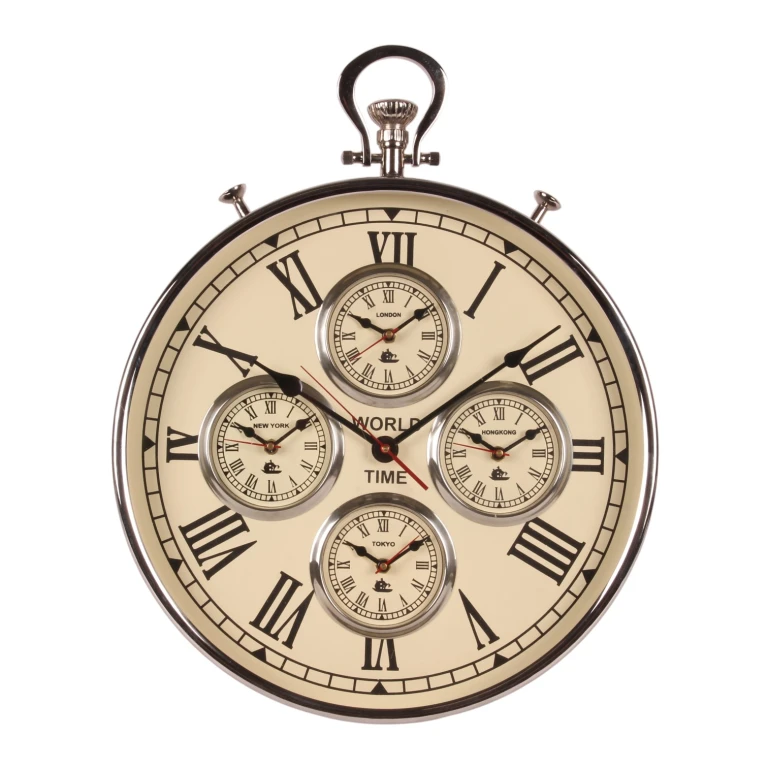 Relógio Mundial - prata - redondo - 51 cm