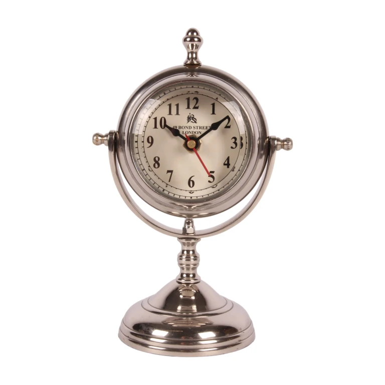 Relógio de mesa com base - prata - alumínio - 22 cm - 1 unidade