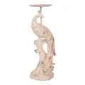 Castiçal Pavão - 13 cm - branco/crème - resina sintética