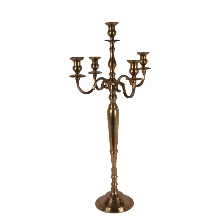 Candelabro de 5 braços - 104 cm - dourado - alumínio