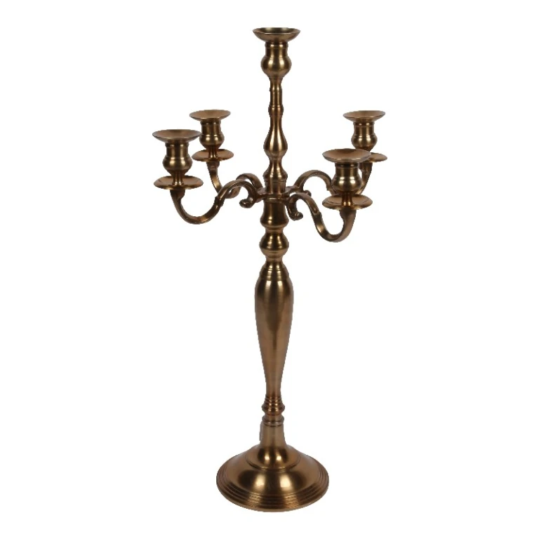 Candelabro de 5 braços - 80 cm - dourado - alumínio