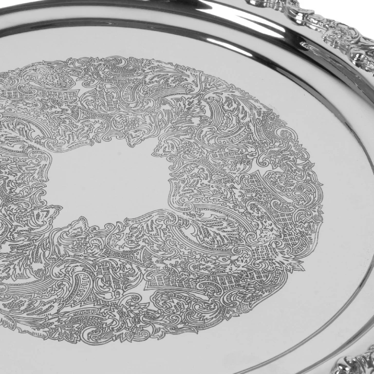 Prato decorativo com anjinhos - prata - 39 cm - 1 peça