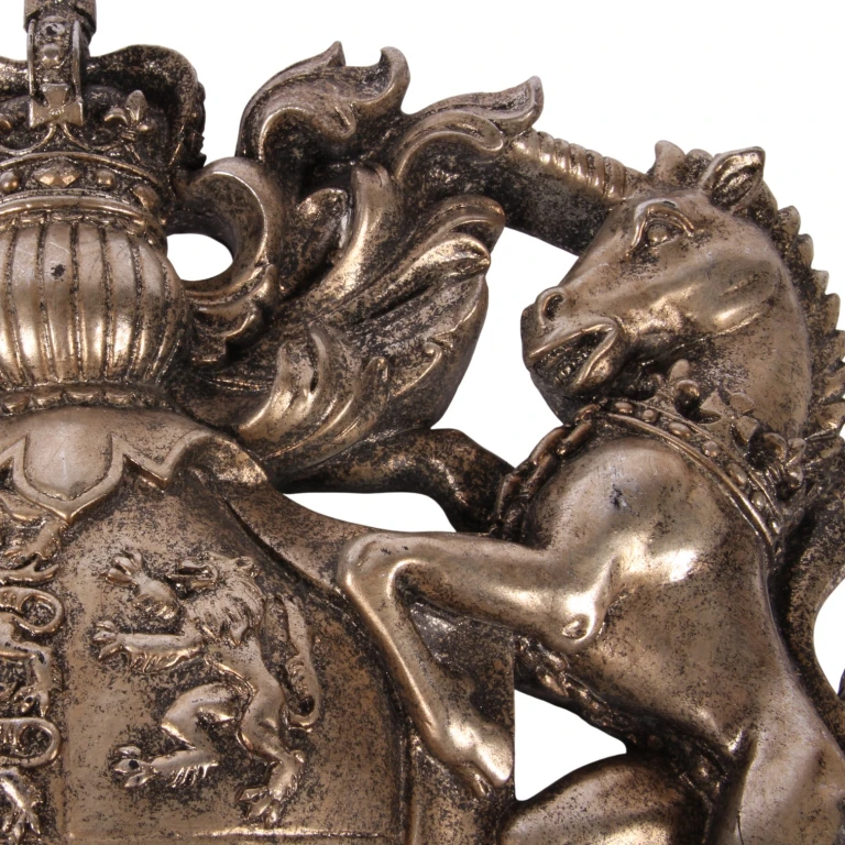 Escudo de armas ornamentação de parede - prata - 38 cm - resina artística
