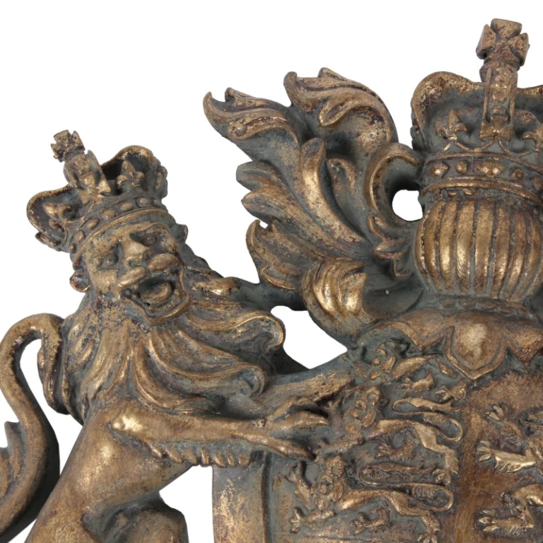 Ornamento de parede escudo de armas - dourado - 38 cm - resina artística