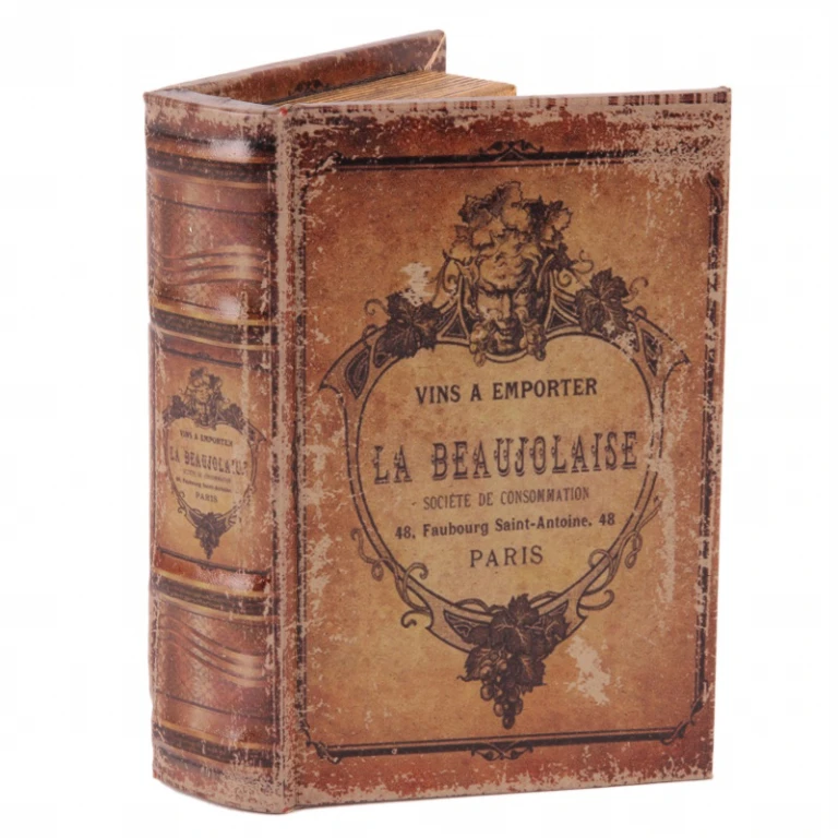 Caixa de armazenamento em forma de livro - 15 cm - marrom - couro sintético