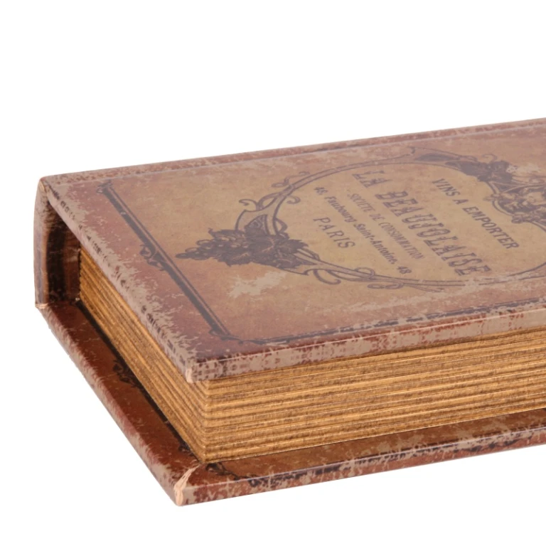Caixa de armazenamento em forma de livro - 15 cm - marrom - couro sintético