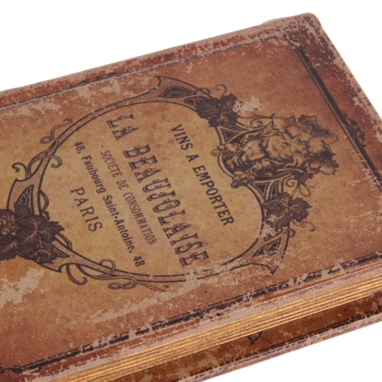 Caixa de armazenamento em forma de livro - 15 cm - marrom - couro sintético