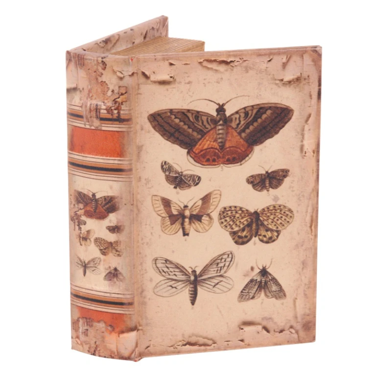 Caixa de armazenamento em forma de livro - 15 cm - bege - couro sintético