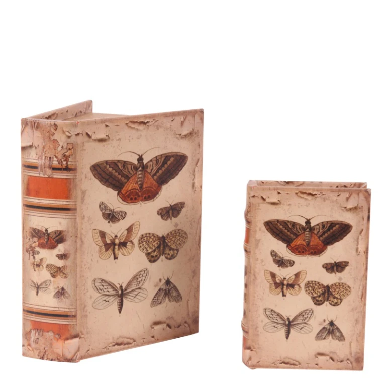 Caixa de armazenamento em forma de livro - 15 cm - bege - couro sintético