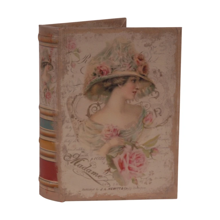 Caixa de armazenamento em forma de livro - 20 cm - rosa - couro sintético