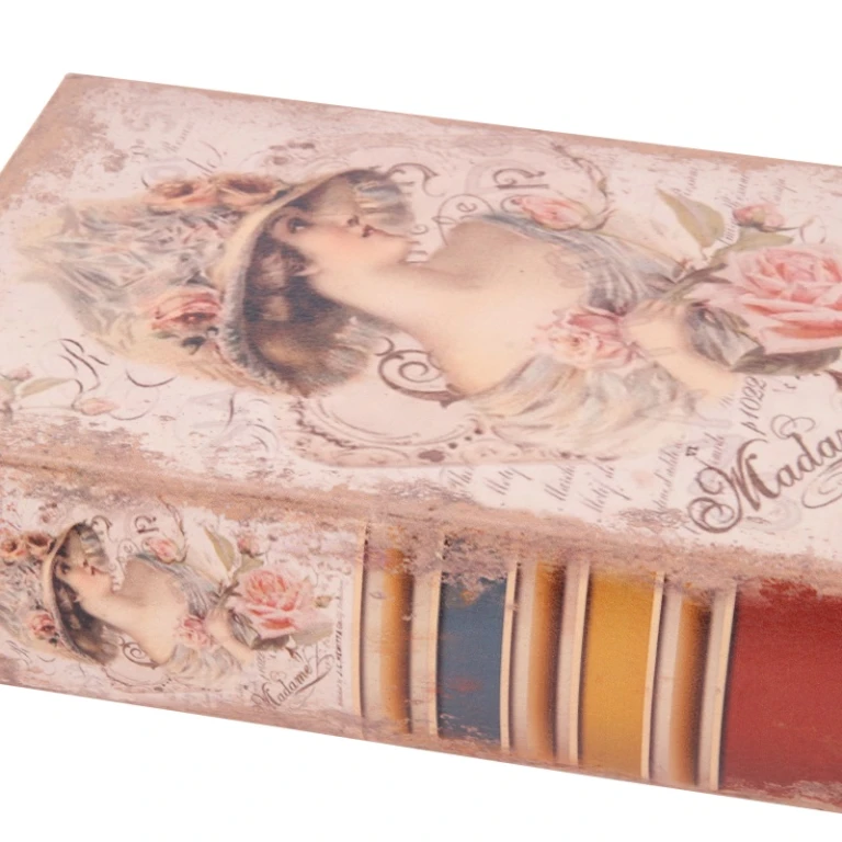 Caixa de armazenamento em forma de livro - 20 cm - rosa - couro sintético