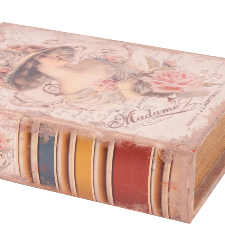 Storage Box Book Shape - 23 cm - Pink - Faux Leather