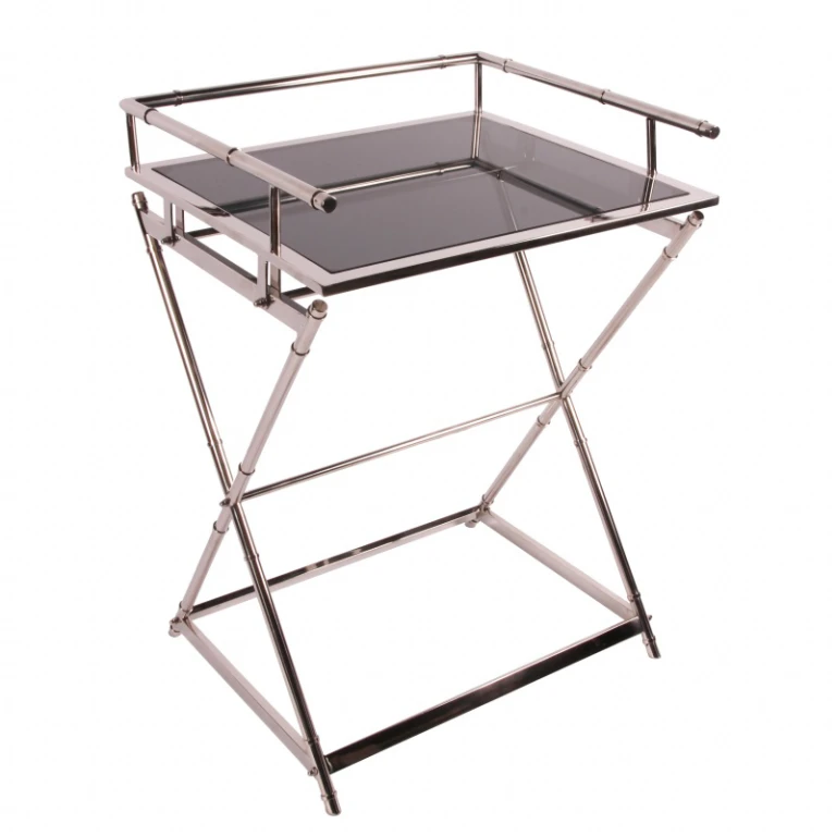 Mesa de serviço - prata - vidro & aço - 85 cm
