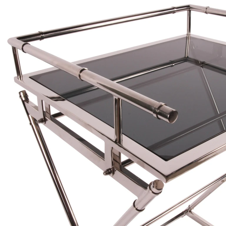Mesa de serviço - prata - vidro & aço - 85 cm