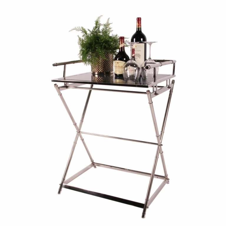 Mesa de serviço - prata - vidro & aço - 85 cm