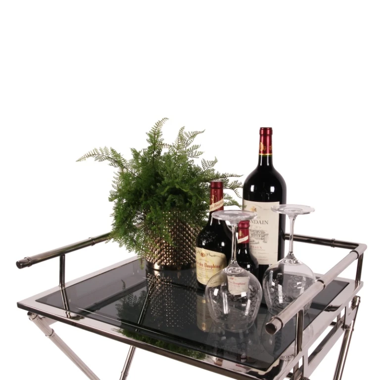 Mesa de serviço - prata - vidro & aço - 85 cm