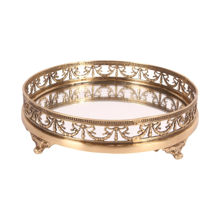 Bandeja de Espelho em latão dourado - 28 cm - 1 peça