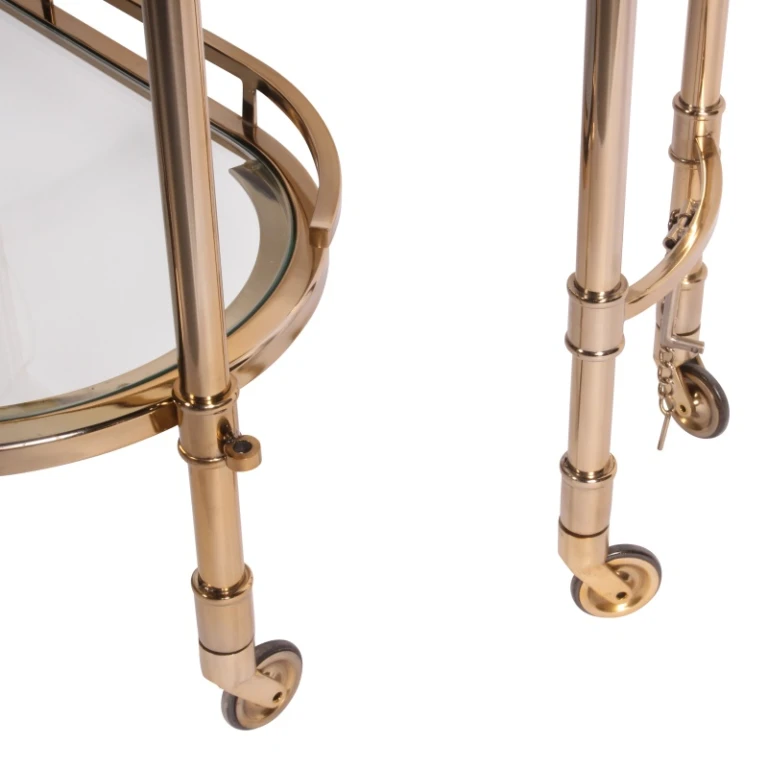 Carrinho de bar - dourado - vidro & aço - 83 cm