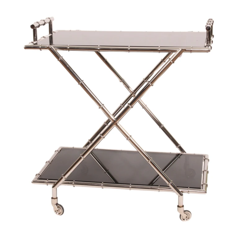 Carrinho de serviço - vidro & aço - prata - 88 cm
