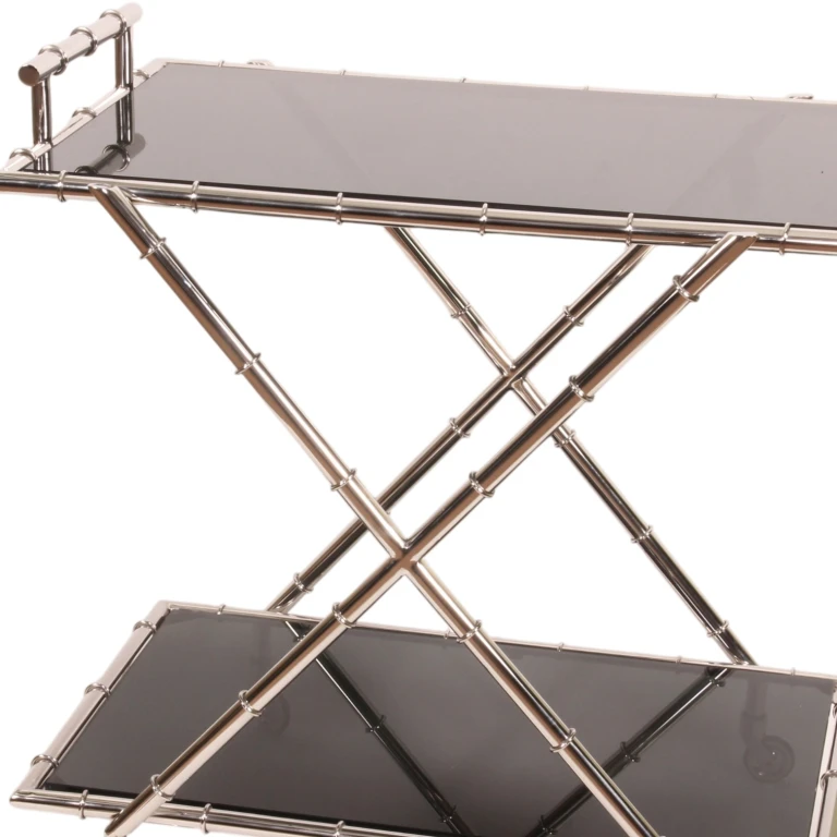 Carrinho de serviço - vidro & aço - prata - 88 cm