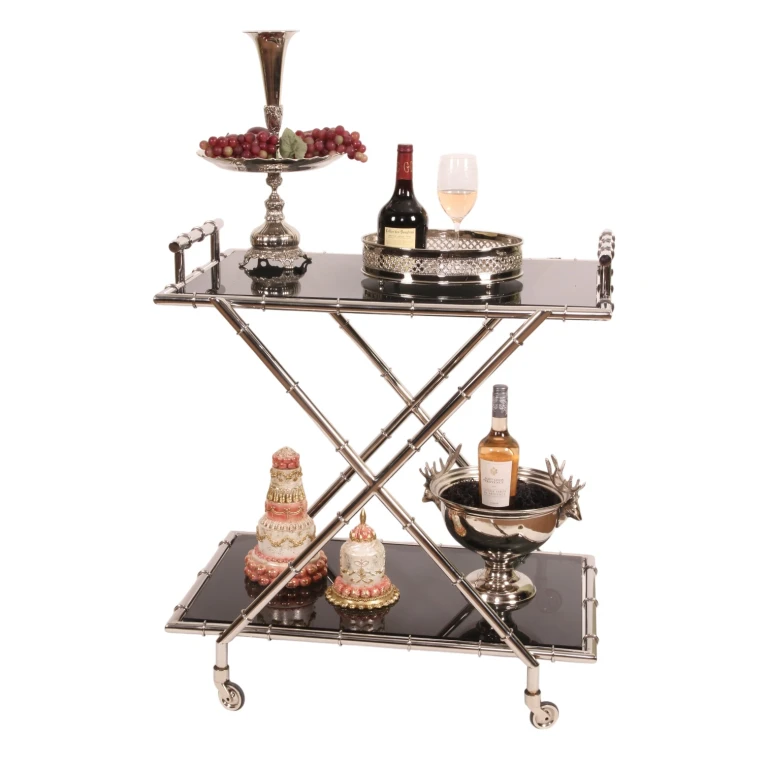 Carrinho de serviço - vidro & aço - prata - 88 cm