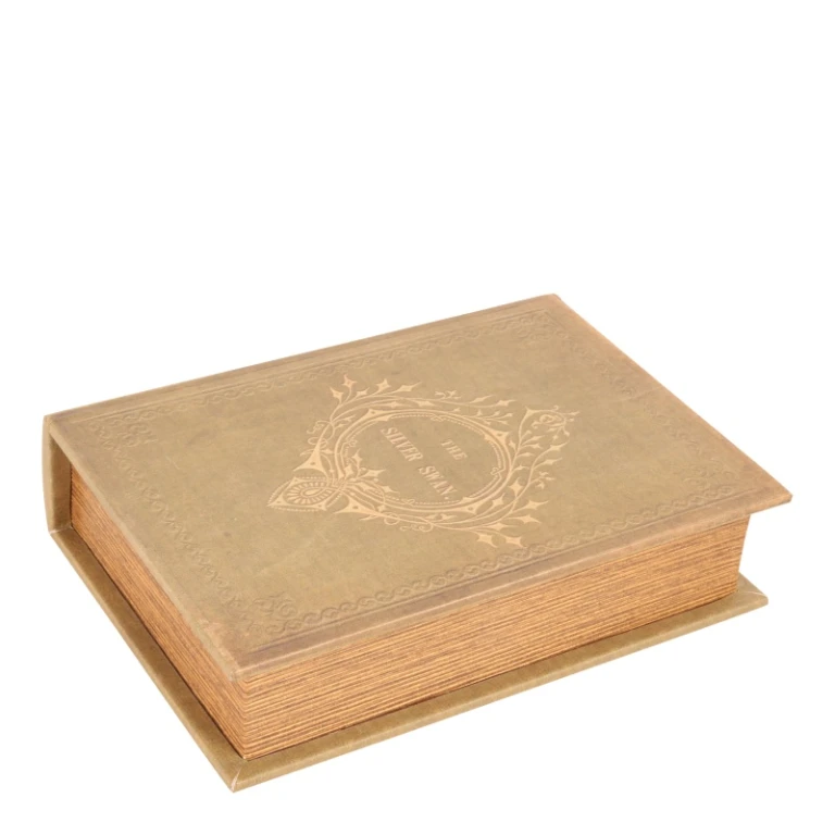 Caixa de armazenamento em forma de livro - 23 cm - verde - couro sintético