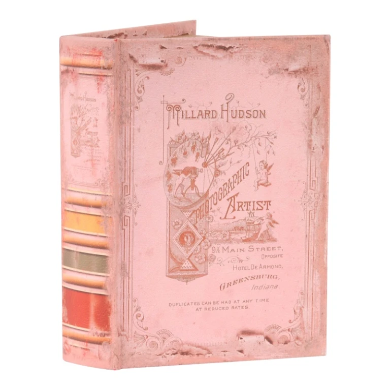 Caixa de Livro Hudson - 20 cm - rosa - couro sintético