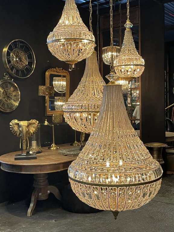 Lustre Dutch Style Colosseo - 80 cm - dourado - ferro e vidro