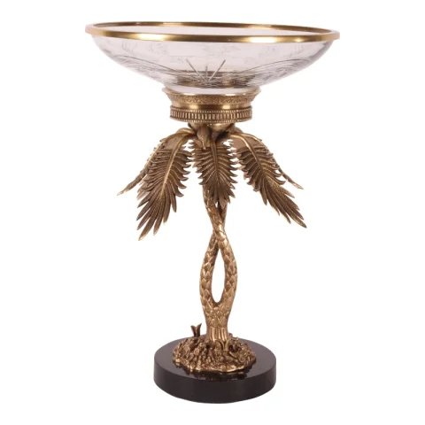 Sierschaal - glas en messing - goud - 54 cm