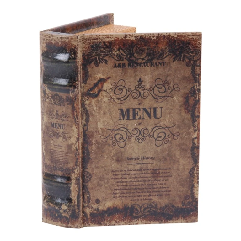 Caixa de armazenamento em forma de livro - 15 cm - marrom - couro sintético
